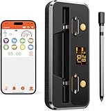 Fleischthermometer Kabellos, Apkezel Bluetooth Grillthermometer mit App, IP67 Wasserdicht...
