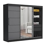 Brent - Kleiderschrank mit Spiegel 235cm Breit, Kleiderschrank mit Schubladen Chelsea Tomy,...