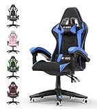 bigzzia Gaming Stuhl Ergonomisch - Gamer Stühle mit Lendenkissen + Kopfstütze Gaming Chair...