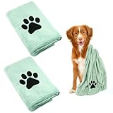 Hundehandtuch, 2 Stück Hundehandtuch Extra Saugfähig für Hunde Und Katzen, Grün Schnelltrocknend...