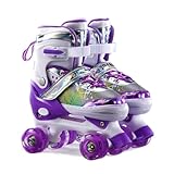 Rollschuhe für Mädchen Kinder 3-12 mit Leuchtenden Rädern, Verstellbar Anfänger Quad Roller...