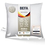 BEFA NATUR Federkissen 80x80 cm | Kopfkissen 100% Federn |1500g Füllgewicht | Allergiker geeignet...