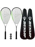Dunlop Hyper Lite Max Squashschläger, Doppelpack, inkl. Schutzhüllen und 3 Squashbälle, 2 Stück