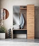 Newroom Garderobe mit Spiegel & Ablage - Schuhschrank Schuhregal Flurgarderobe mit Haken & Schuhbank...
