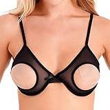 TiaoBug Damen Ouvert BH Erotik Bra Brustfreie Unterwäsche Spaghettiträger Bikinioberteil mit...