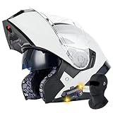 Klapphelm Mit Bluetooth Doppelvisier Motorradhelm Mit Maske ECE Zertifiziert Modularer Helm...