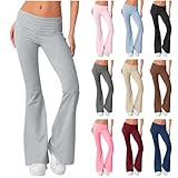 Generisch Yogahose Damen, Fashion Schlaghosen Blickdicht Slim Low Waisted Flared Leggings Yoga...