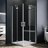 SONNI Duschkabine 90x90 cm Eckeinstieg 195cm Höhe mit Pendeltüren aus 6 mm NANO-Glas Duschkabine...
