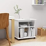 Holamys Rollschrank Hochglanz-Weiß 60x45x60 cm, Holzwerkstoff, Mobiler Büroschrank für Drucker,...