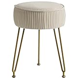 IBUYKE Samt Runde Fußstütze Hocker Ottoman, Make-up Eitelkeits Hocker Beistelltisch, Samt...