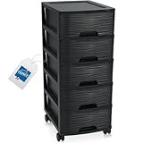 Schubladenschrank mit Rollen Rollcontainer mit 5 Schubladen Rollschrank aus Kunststoff Rollwagen...