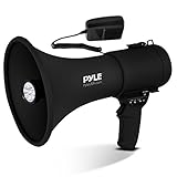 Megaphone Speaker with Built-in Rechargeable Battery, LED Lights, Siren Alarm Mode & Adjustable...