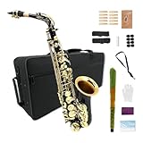 WUQIMUSC Eb Alt-Saxophon für Anfänger, komplettes Saxophon Kit mit Hardcase, Mundstück, Halsband,...