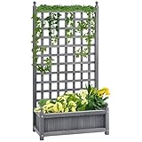 Outsunny Hochbeet Pflanzkasten mit Rankgitter Blumenkasten Rankkasten Rosenbogen mit Rankhilfe für...