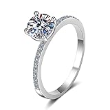 Aotiwe Freundschaftsringe Lustig, Ring Damen Modern Weißer 6,5 mm Runder Zirkonia mit 4 Zinken...