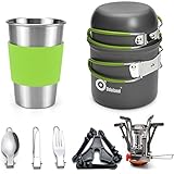 Odoland Camping Geschirr Set 9-teiliges Outdoor Kochgeschirr Aluminium Camping Töpfe Becher...