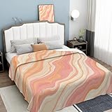 Warme Flanell Kuscheldecke 220 × 240 cm, Weiche und Bequeme Sofadecke mit Abstrakt Wellen Muster,...