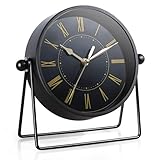 AYRELY® Vintage Metall-Tischuhr – Leise Kaminuhr ohne Ticken mit verstellbarem Winkel, Analoge...