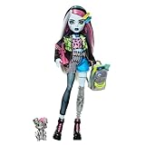 Monster High Frankie Stein-Puppe in Jeansjacke und Shorts, zum Lieferumfang gehören auch Ihr Hund...