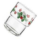 EPIGEIST Strawberry Muster Trinkglas aus Hitzebeständigem Glas Milchglas für Zuhause Stilvoller...