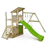 FATMOOSE Spielturm Klettergerüst FruityForest Fun XXL mit Schaukel & apfelgrüner Rutsche, Outdoor...