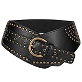 JasGood Damen Vintage Breite Elastische Gürtel Nieten Stretch Taille Gürtel Karneval Cosplay