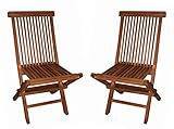 Mediablue 2er Set Klappstuhl Teakstuhl Gartenstuhl Teak Holz Stuhl für Terrasse Wintergarten Balkon...