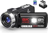 Videokamera 8K 64MP Camcorder 18X Digital Zoom IR-Nachtsicht Videokamera für YouTube 3,0 Zoll...