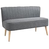 HOMCOM 2-Sitzer Stoffsofa Polstersofa Doppelsofa Sitzmöbel Loungesofa Holz Schaumstoff Hellgrau 117...