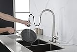 WVRWFDLW Küchenarmatur mit ausziehbarer Brause, hoher Bogen, Einhebel-Design, moderner Edelstahl,...