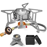 AUTOPkio 3500W Campingkocher, Winddicht Gaskocher Camping mit Piezozündung und Adapter, Faltbar...