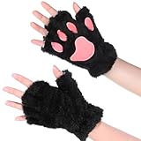 YUXIANLB Katzenpfoten Handschuhe, Fingerlose Handschuhe, Winter Katze Plüsch Handschuh, Pelzige...