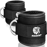 FIGHTR® Fußschlaufen (gepolstert) - für Fitness Training am Kabelzug - (2 Stück) Ankle Straps...