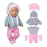 Puppenkleidung Puppenkleider Set mit Mantel Bluse Hosen Hut und Socken für 36-43 cm Baby Puppen...