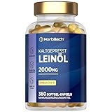 Leinöl Kapseln 2000mg | Omega 3 6 9 | 1000mg pro Kapseln | 6 Monate Vorrat - 360 Hochdosiert...