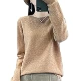 Damen Wolle Kaschmir Sweater O-Ausschnitt Pullover Strickpullover Langarm Warm Pulli,...