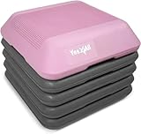 Yes4All CXKW Aerobic-Plattform mit 4 Erhöhungen, verstellbar, 40,6 x 40,6 cm, Pink/Grau