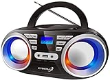 Tragbarer CD-Player | LED-Discolichter | Boombox | CD/CD-R | USB | FM Radio | AUX-In |...
