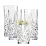 SCHOTT ZWIESEL Longdrinkglas Show (4er-Set), anmutiges Trinkglas für Longdrinks mit Relieff,...