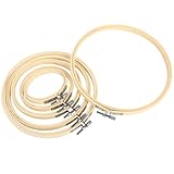 6 Stück Stickrahmen Set aus Bambus, embroidery hoop rund, glatter stickring, verstellbar,...