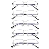 Hubeye 5 Pack Lesebrille aus Metall für Herren Anti-Blau Sehhilfe Rechteckiger Männer Brillen...