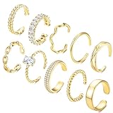 Adramata 10Pcs Ringe Frauen Gold Verstellbare Ringe Set 14 Karat Vergoldet Daumenring Fingerring...