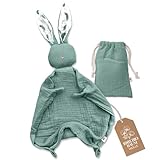 Mikito Schnuffeltuch Baby Hase - Musselin Schmusetuch als Baby Geschenk zur Geburt von Junge &...