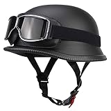 Retro Deutsche Halbhelm Öffnen Motorradhelm Halboffenen Halbschalenhelm ECE Genehmigt Jethelm...