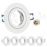 GeyouLux 6x LED Einbaustrahler 230V IP44 Rahmen mit GU10 Fassung, Aluminium Deckenspots Weiß, Rund...