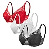 CSWH 3er Pack Damen BH mit Bügel Fraun Push Up BH Spitzen BH Sexy BH Set mit verstellbarem Mädchen...