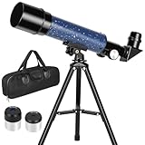 Teleskop 50mm Blende 360mm Fokuslänge für Astronomie Anfänger, Refraktor Reise Teleskop mit...