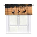 MJHKXLJ Wildtierjagd, Hirsch, Bär, Elch, Bild, kurze Vorhänge mit Volantstange, 137,2 x 45,7 cm,...