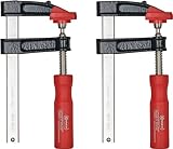 Connex Bastler-Schraubzwinge - 100x50mm 2 Stück -rot/schwarz/chromfarbig - vernickelte flache...