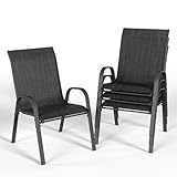 UDPATIO 4er Set Gartenstühle Stapelbare, 55cm Breiter Hochlehner Gartenstuhl, Stapelstühle aus...